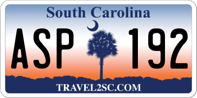 SC license plate ASP192