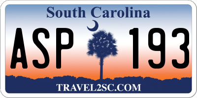 SC license plate ASP193