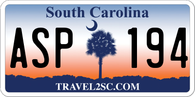 SC license plate ASP194