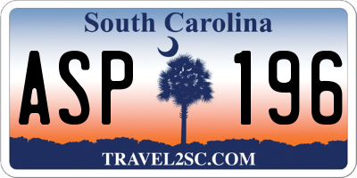 SC license plate ASP196
