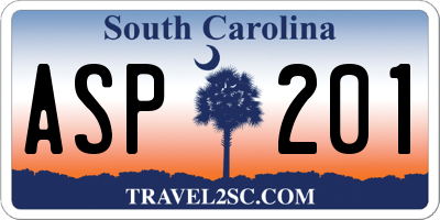 SC license plate ASP201