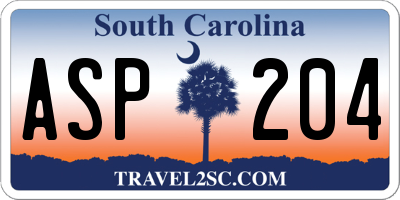 SC license plate ASP204