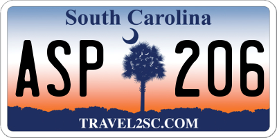 SC license plate ASP206