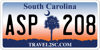 SC license plate ASP208