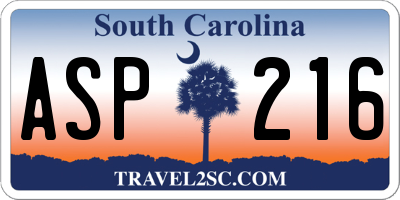 SC license plate ASP216