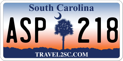 SC license plate ASP218