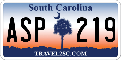 SC license plate ASP219