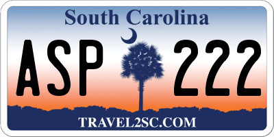 SC license plate ASP222