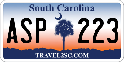 SC license plate ASP223