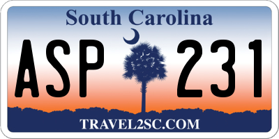 SC license plate ASP231