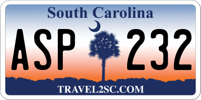 SC license plate ASP232