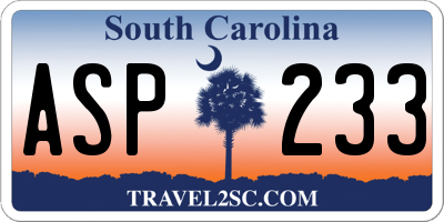 SC license plate ASP233