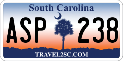 SC license plate ASP238