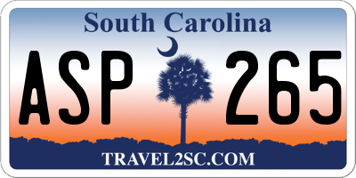 SC license plate ASP265