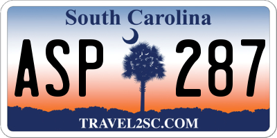 SC license plate ASP287