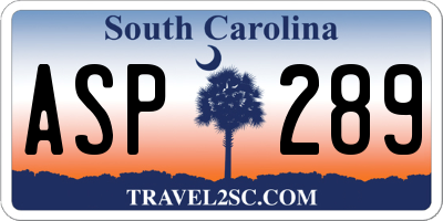 SC license plate ASP289