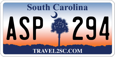 SC license plate ASP294