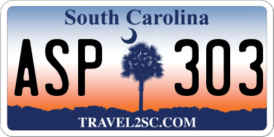 SC license plate ASP303