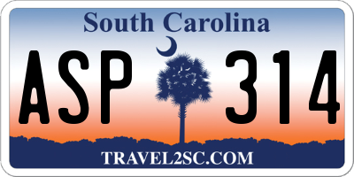 SC license plate ASP314