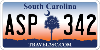SC license plate ASP342