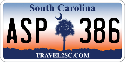 SC license plate ASP386