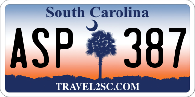 SC license plate ASP387