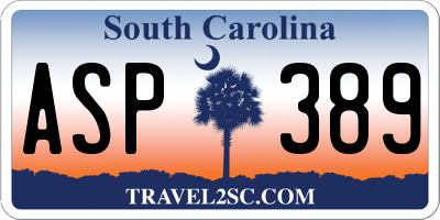 SC license plate ASP389