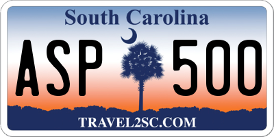 SC license plate ASP500