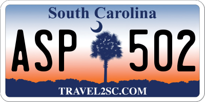 SC license plate ASP502