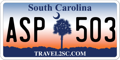 SC license plate ASP503