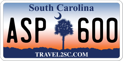 SC license plate ASP600
