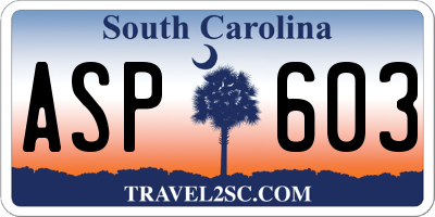 SC license plate ASP603