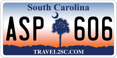 SC license plate ASP606