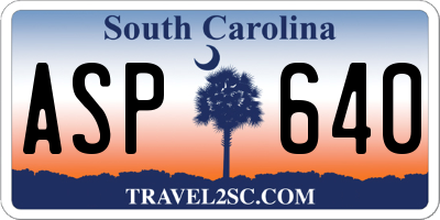 SC license plate ASP640