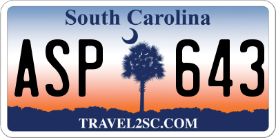 SC license plate ASP643