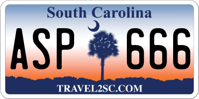 SC license plate ASP666