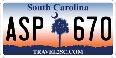 SC license plate ASP670