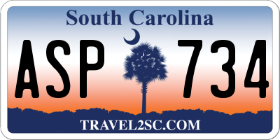 SC license plate ASP734