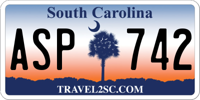 SC license plate ASP742