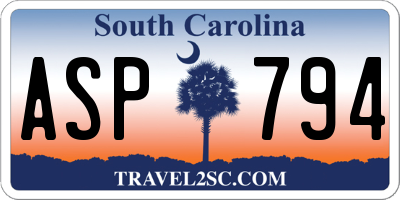 SC license plate ASP794