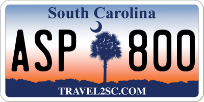 SC license plate ASP800