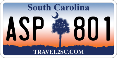 SC license plate ASP801
