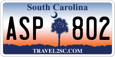 SC license plate ASP802