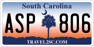 SC license plate ASP806