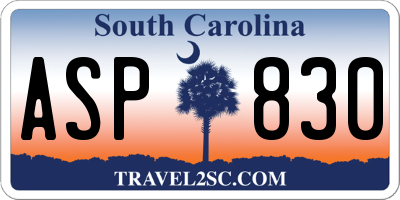 SC license plate ASP830