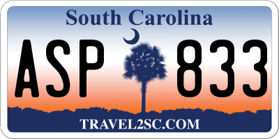 SC license plate ASP833