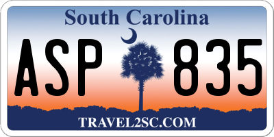 SC license plate ASP835