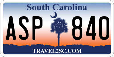 SC license plate ASP840