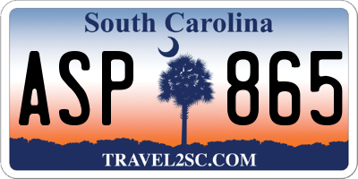 SC license plate ASP865