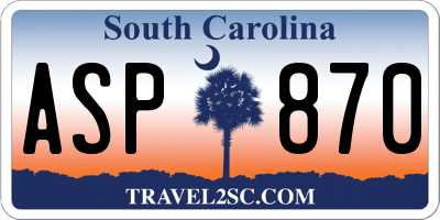 SC license plate ASP870